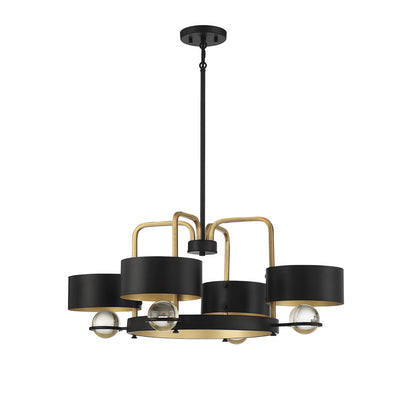 Savoy House Chambord 30in 4-Light Chandelier | Glam Vintage Black and Warm Brass Metal | Dining Room & Foyer | Model L1-2923-4-51