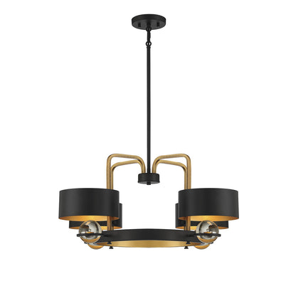 Savoy House Chambord 30in 4-Light Chandelier | Glam Vintage Black and Warm Brass Metal | Dining Room & Foyer | Model L1-2923-4-51