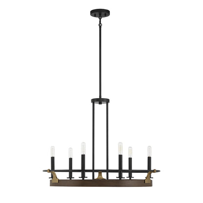 Savoy House Icarus 29in 6-Light Chandelier | Tailored Burnished Brass and Walnut Metal | Dining Room & Foyer | 29 x 29 x 22 in | Model L1-2931-6-170