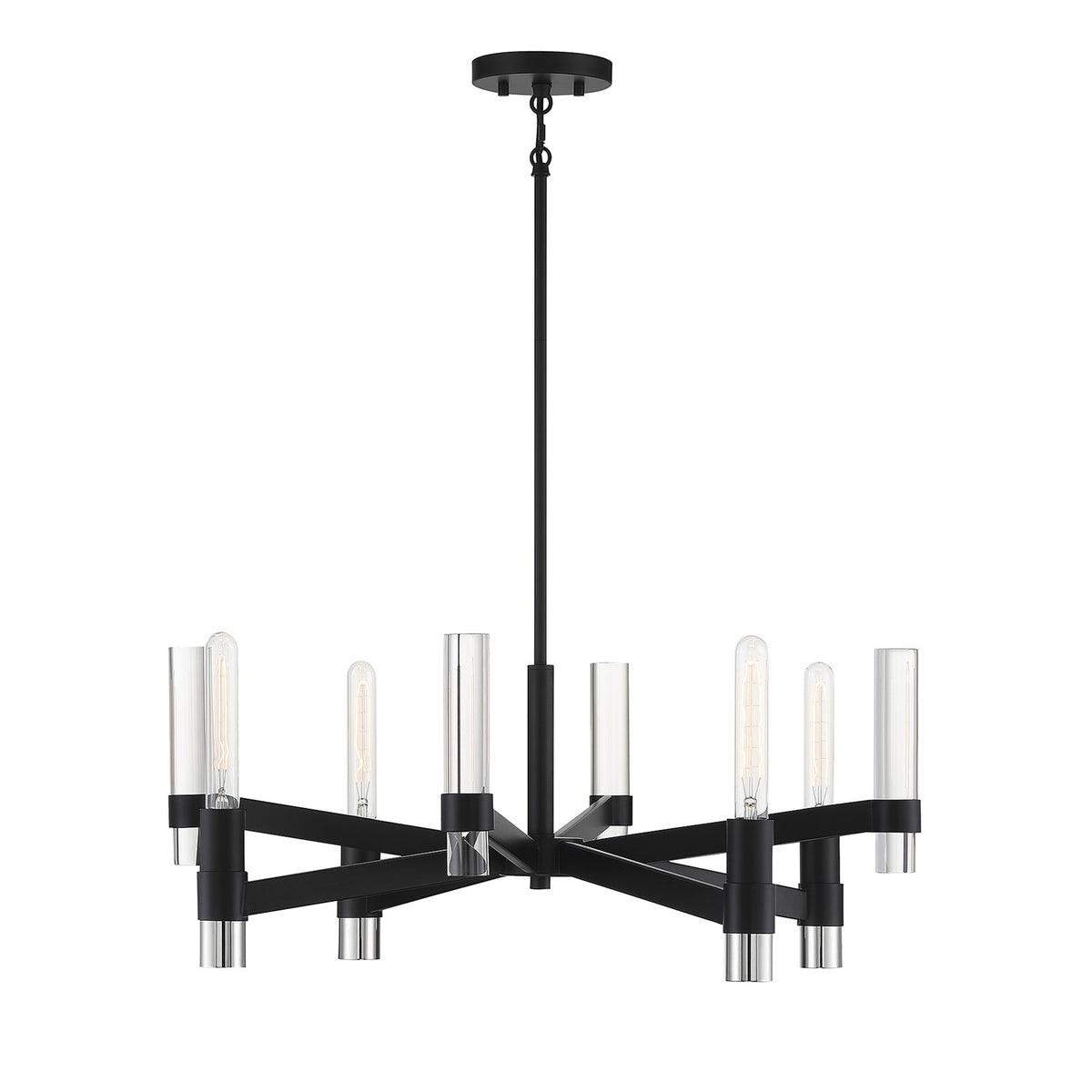 Savoy House Windamere 28in 4-Light Chandelier | Textured Black and Polished Nickel K9 Crystal | Dining Room & Foyer | Model L1-2960-4-189