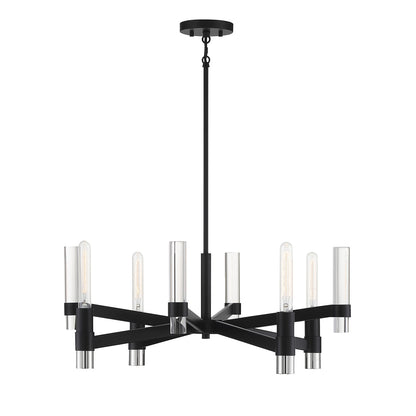 Savoy House Windamere 28in 4-Light Chandelier | Textured Black and Polished Nickel K9 Crystal | Dining Room & Foyer | Model L1-2960-4-189