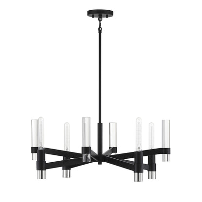 Savoy House Windamere 28in 4-Light Chandelier | Textured Black and Polished Nickel K9 Crystal | Dining Room & Foyer | Model L1-2960-4-189