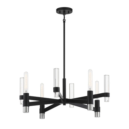 Savoy House Windamere 28in 4-Light Chandelier | Textured Black and Polished Nickel K9 Crystal | Dining Room & Foyer | Model L1-2960-4-189