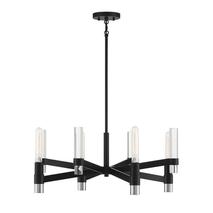 Savoy House Windamere 28in 4-Light Chandelier | Textured Black and Polished Nickel K9 Crystal | Dining Room & Foyer | Model L1-2960-4-189