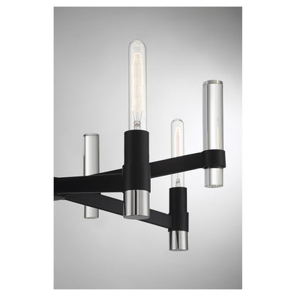 Savoy House Windamere 28in 4-Light Chandelier | Textured Black and Polished Nickel K9 Crystal | Dining Room & Foyer | Model L1-2960-4-189