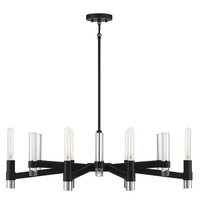 Savoy House Windamere 36in 6-Light Linear Chandelier | Textured Black and Polished Nickel K9 Crystal | Kitchen Island & Dining | Model L1-2961-6-189