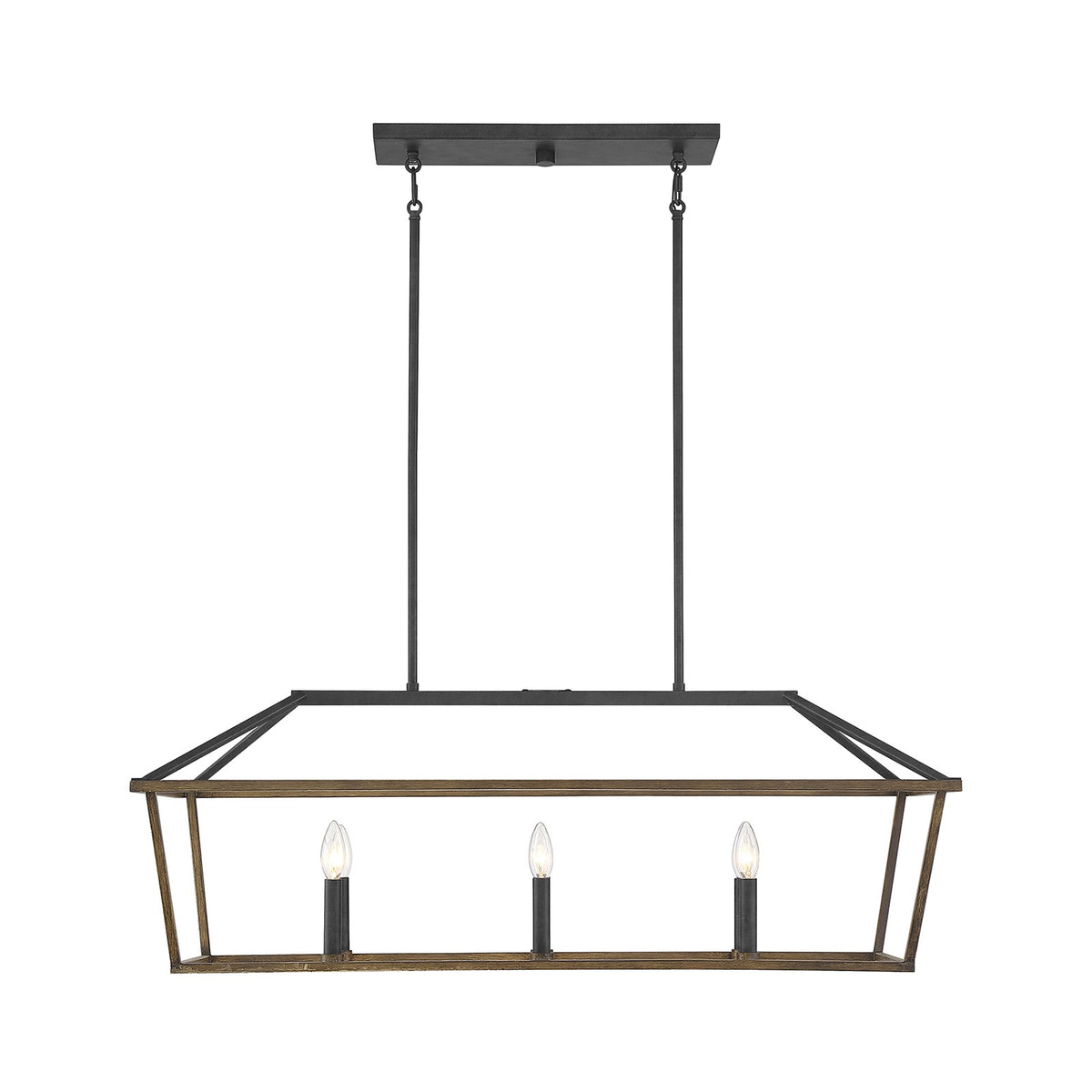Savoy House Oaklawn 40in 6-Light Linear Chandelier | Farmhouse Whiskey Wood Metal | Kitchen Island & Dining Room | Model L1-5302-6-68