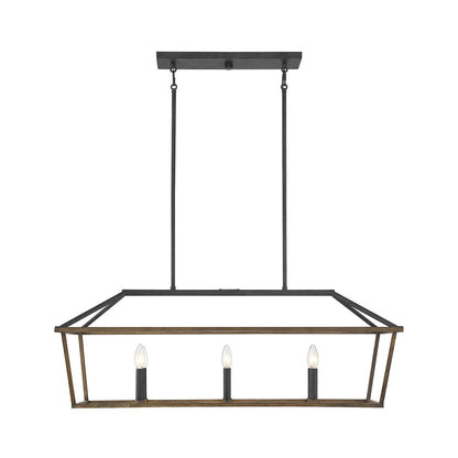 Savoy House Oaklawn 40in 6-Light Linear Chandelier | Farmhouse Whiskey Wood Metal | Kitchen Island & Dining Room | Model L1-5302-6-68