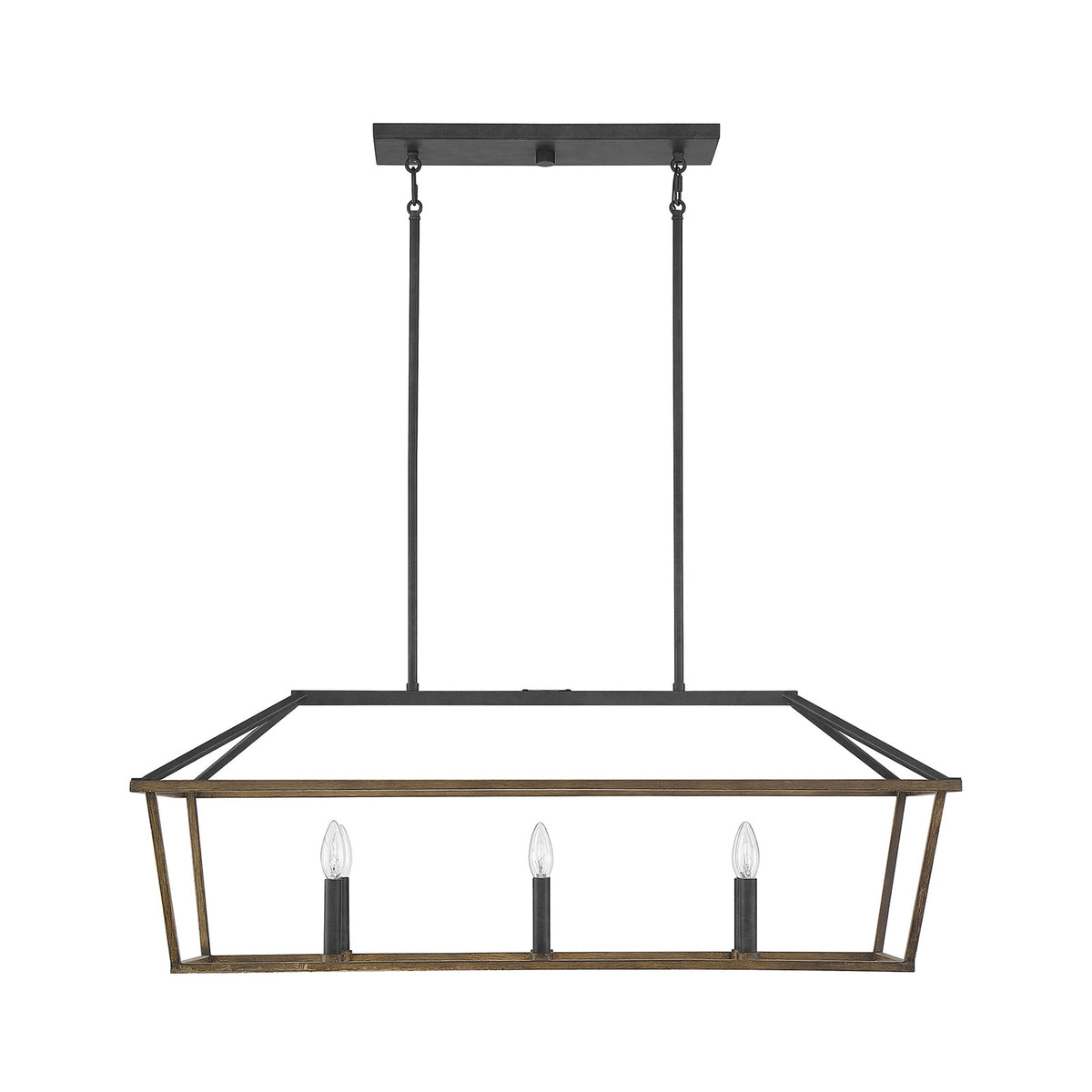 Savoy House Oaklawn 40in 6-Light Linear Chandelier | Farmhouse Whiskey Wood Metal | Kitchen Island & Dining Room | Model L1-5302-6-68