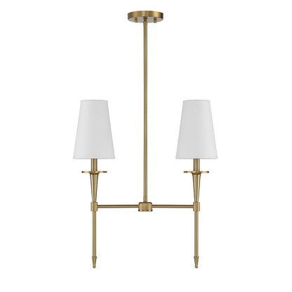 Savoy House Trundle 20in 2-Light Linear Chandelier | Neo-Traditional Warm Brass and White Linen | Kitchen Island & Dining Room | Model L1-5607-2-322