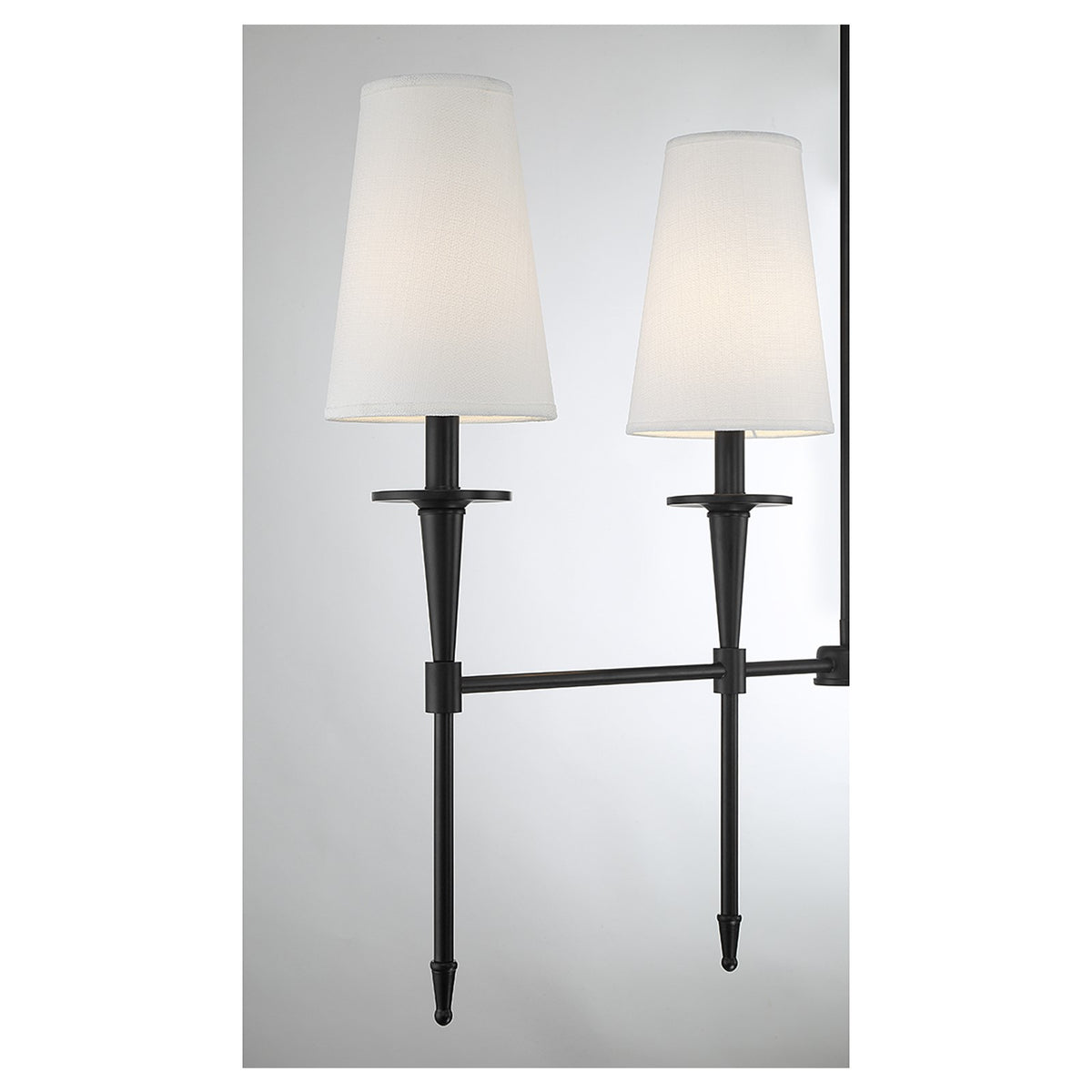 Savoy House Trundle 48in 5-Light Linear Chandelier | Neo-Traditional Matte Black and White Linen | Kitchen Island & Dining Room | Model L1-5609-5-89