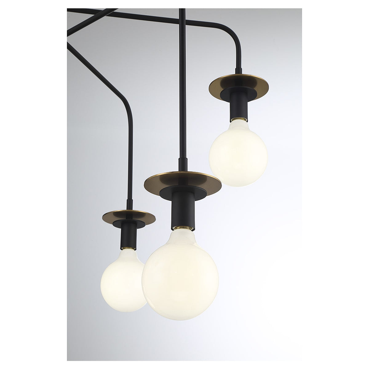Savoy House Godfrey 38in 7-Light Chandelier | Modern Matte Black and Warm Brass Metal | Dining Room & Foyer | 38 x 38 x 30 in | Model L1-6005-7-143