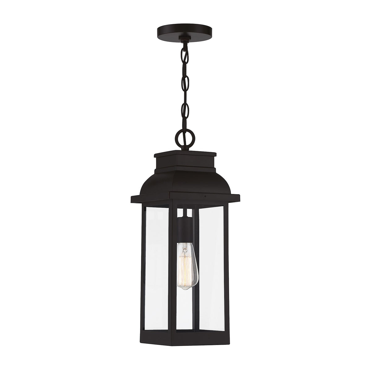 Savoy House Drexel 19in 1-Light Outdoor Hanging Lantern | Traditional English Bronze and Clear Glass | Porch & Covered Patio | Model L5-2937-13
