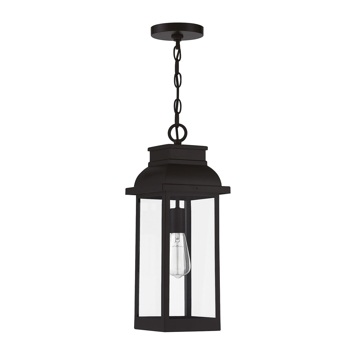 Savoy House Drexel 19in 1-Light Outdoor Hanging Lantern | Traditional English Bronze and Clear Glass | Porch & Covered Patio | Model L5-2937-13