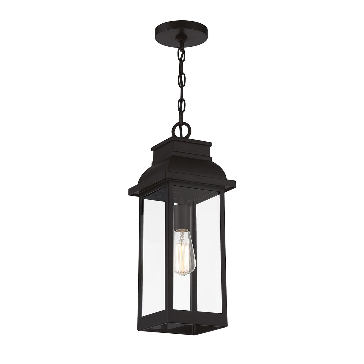 Savoy House Drexel 19in 1-Light Outdoor Hanging Lantern | Traditional English Bronze and Clear Glass | Porch & Covered Patio | Model L5-2937-13