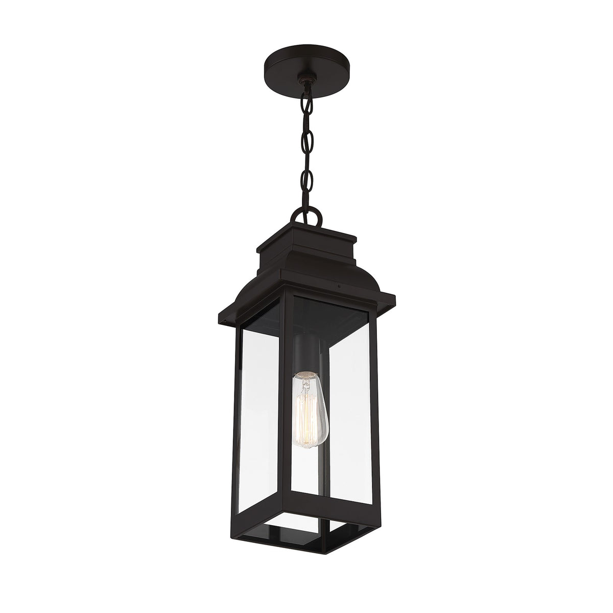 Savoy House Drexel 19in 1-Light Outdoor Hanging Lantern | Traditional English Bronze and Clear Glass | Porch & Covered Patio | Model L5-2937-13