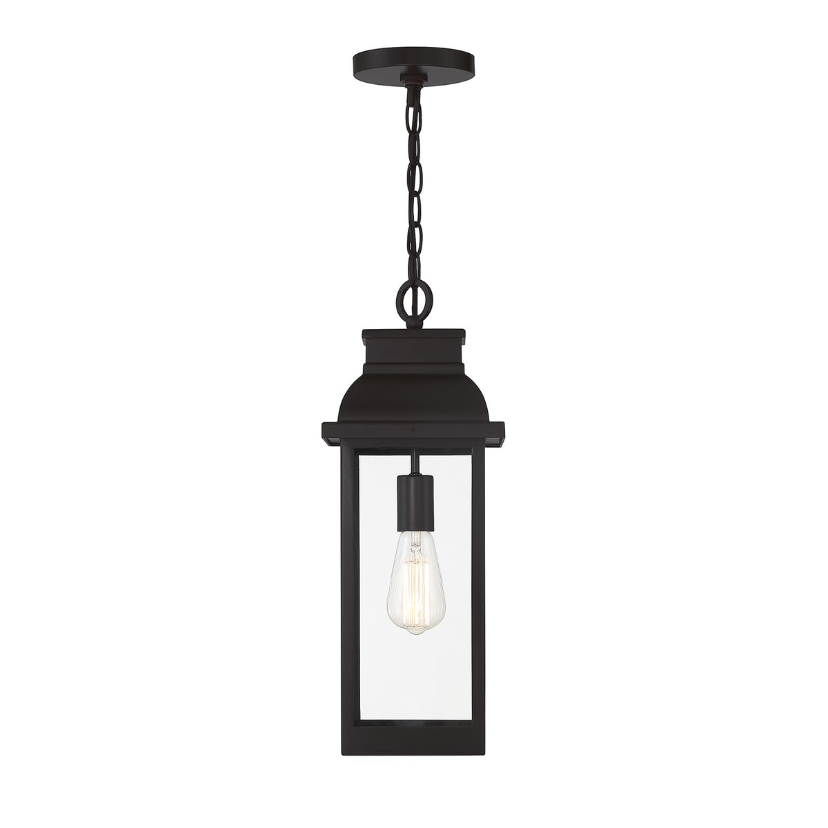 Savoy House Drexel 19in 1-Light Outdoor Hanging Lantern | Traditional English Bronze and Clear Glass | Porch & Covered Patio | Model L5-2937-13
