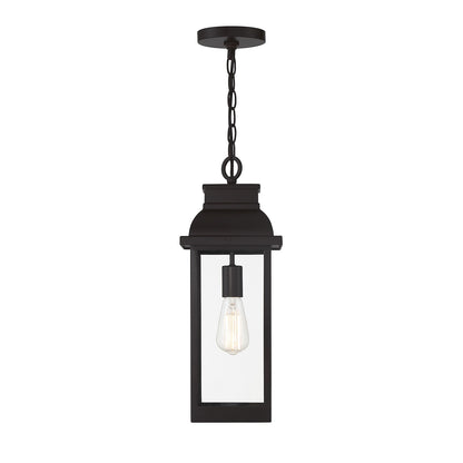 Savoy House Drexel 19in 1-Light Outdoor Hanging Lantern | Traditional English Bronze and Clear Glass | Porch & Covered Patio | Model L5-2937-13