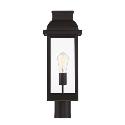 Savoy House Drexel 21in 1-Light Outdoor Post Lantern | Traditional English Bronze and Clear Glass | Driveway & Walkway | Model L5-2938-13