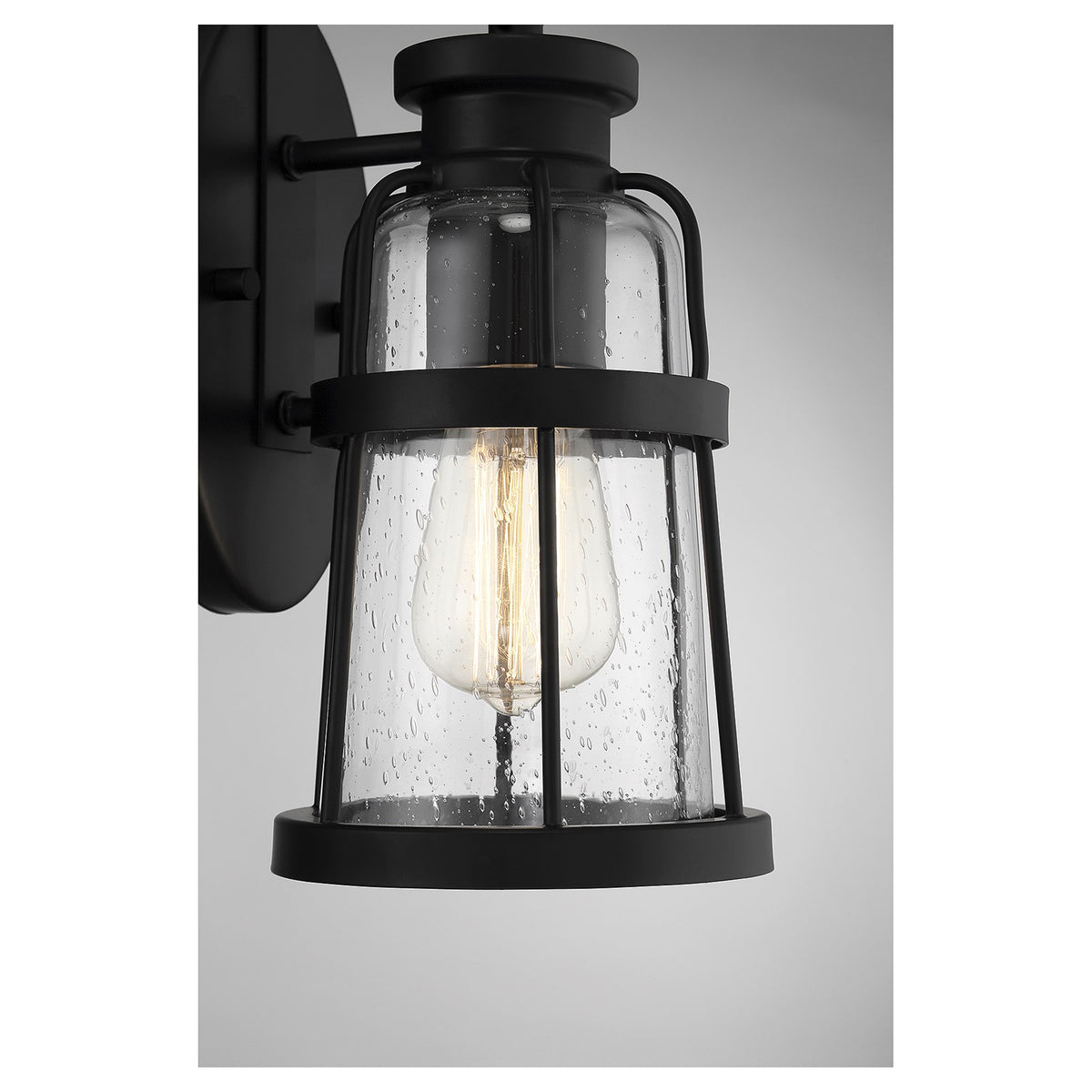 Savoy House Quinton 13.25in 1-Light Outdoor Wall Lantern | Coastal Matte Black and Clear Seeded Glass | Front Door & Patio | Model L5-2940-BK