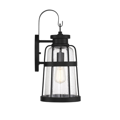 Savoy House Quinton 20in 1-Light Outdoor Wall Lantern | Coastal Matte Black and Clear Seeded Glass | Front Porch & Patio | Model L5-2942-BK