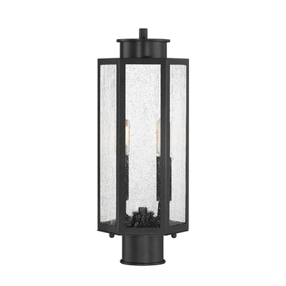 Savoy House Hawthorne 7in 2-Light Outdoor Post Lantern | Modern Black and Seedy Glass | Yard & Walkway | 7 x 7 x 17.25 in | Model L5-5104-BK