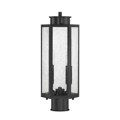 Savoy House Hawthorne 7in 2-Light Outdoor Post Lantern | Modern Black and Seedy Glass | Yard & Walkway | 7 x 7 x 17.25 in | Model L5-5104-BK