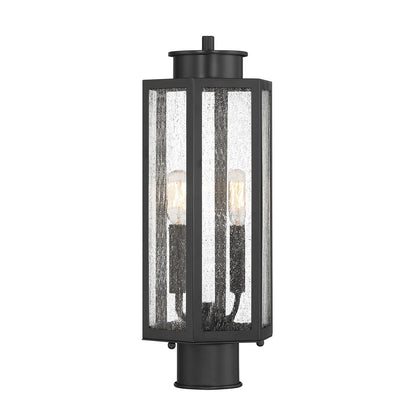 Savoy House Hawthorne 7in 2-Light Outdoor Post Lantern | Modern Black and Seedy Glass | Yard & Walkway | 7 x 7 x 17.25 in | Model L5-5104-BK