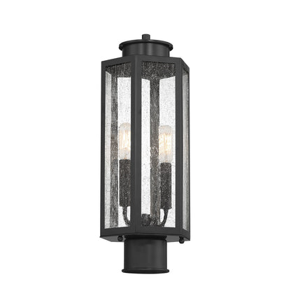 Savoy House Hawthorne 7in 2-Light Outdoor Post Lantern | Modern Black and Seedy Glass | Yard & Walkway | 7 x 7 x 17.25 in | Model L5-5104-BK
