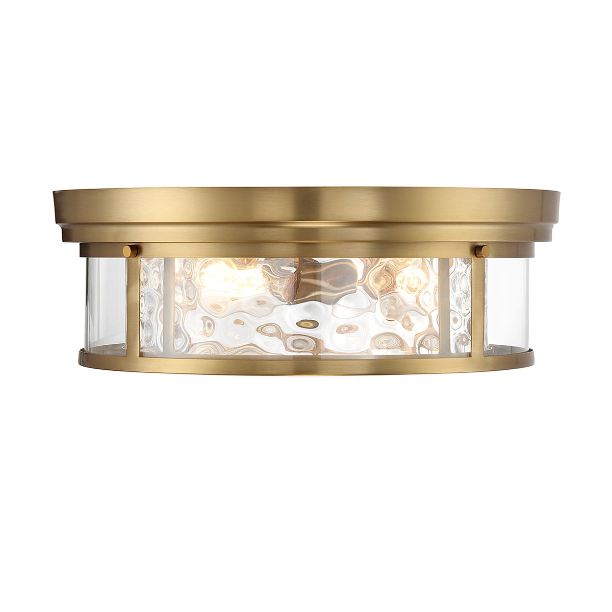 Savoy House Ashton 20in 4-Light Flush Mount | Vintage Warm Brass and Clear Hammered Glass | Bedroom & Hallway | 20 x 20 x 7 in | Model L6-4906-4-322
