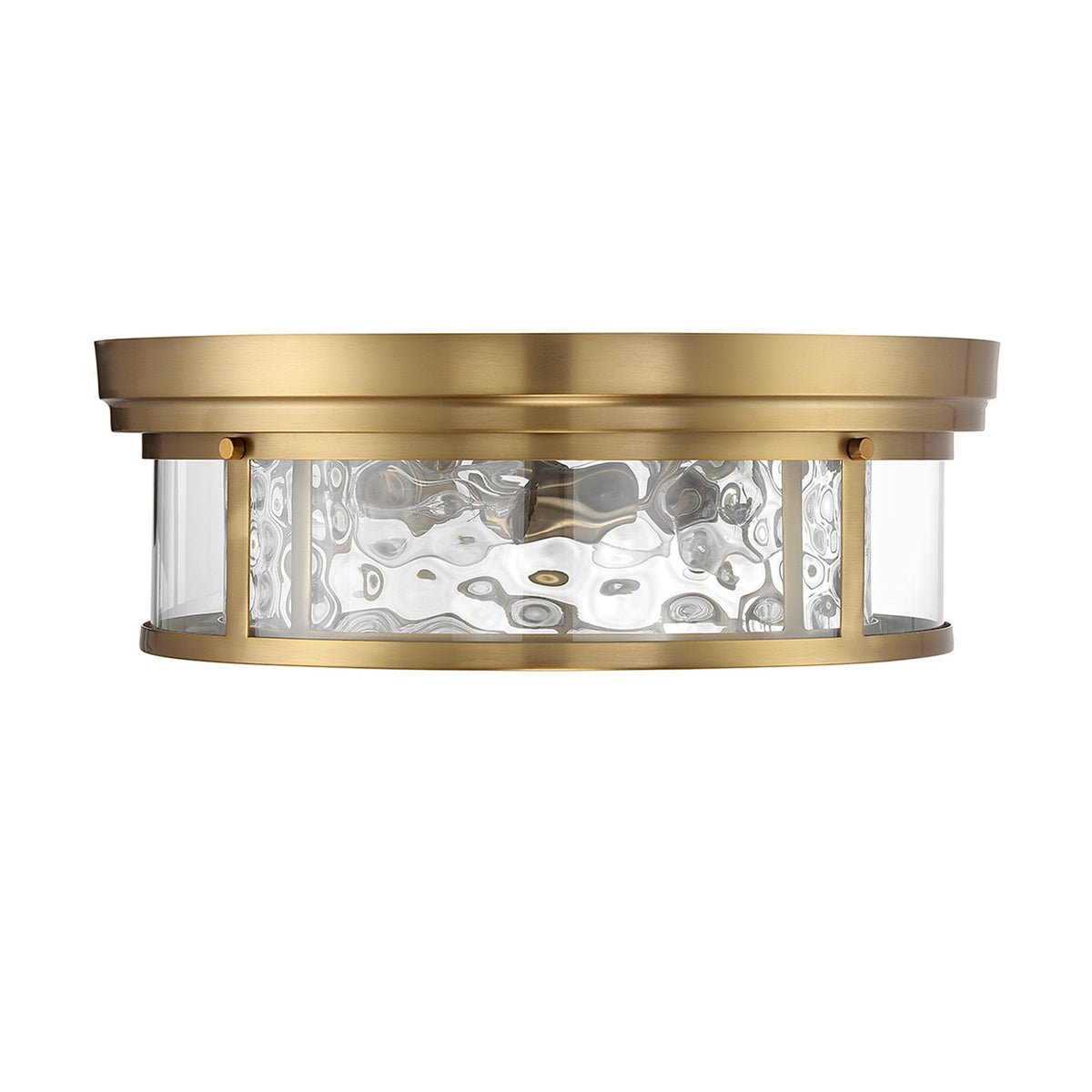 Savoy House Ashton 20in 4-Light Flush Mount | Vintage Warm Brass and Clear Hammered Glass | Bedroom & Hallway | 20 x 20 x 7 in | Model L6-4906-4-322