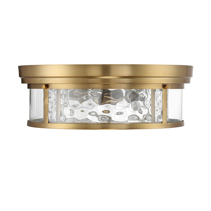 Savoy House Ashton 20in 4-Light Flush Mount | Vintage Warm Brass and Clear Hammered Glass | Bedroom & Hallway | 20 x 20 x 7 in | Model L6-4906-4-322