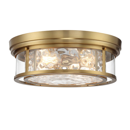 Savoy House Ashton 20in 4-Light Flush Mount | Vintage Warm Brass and Clear Hammered Glass | Bedroom & Hallway | 20 x 20 x 7 in | Model L6-4906-4-322