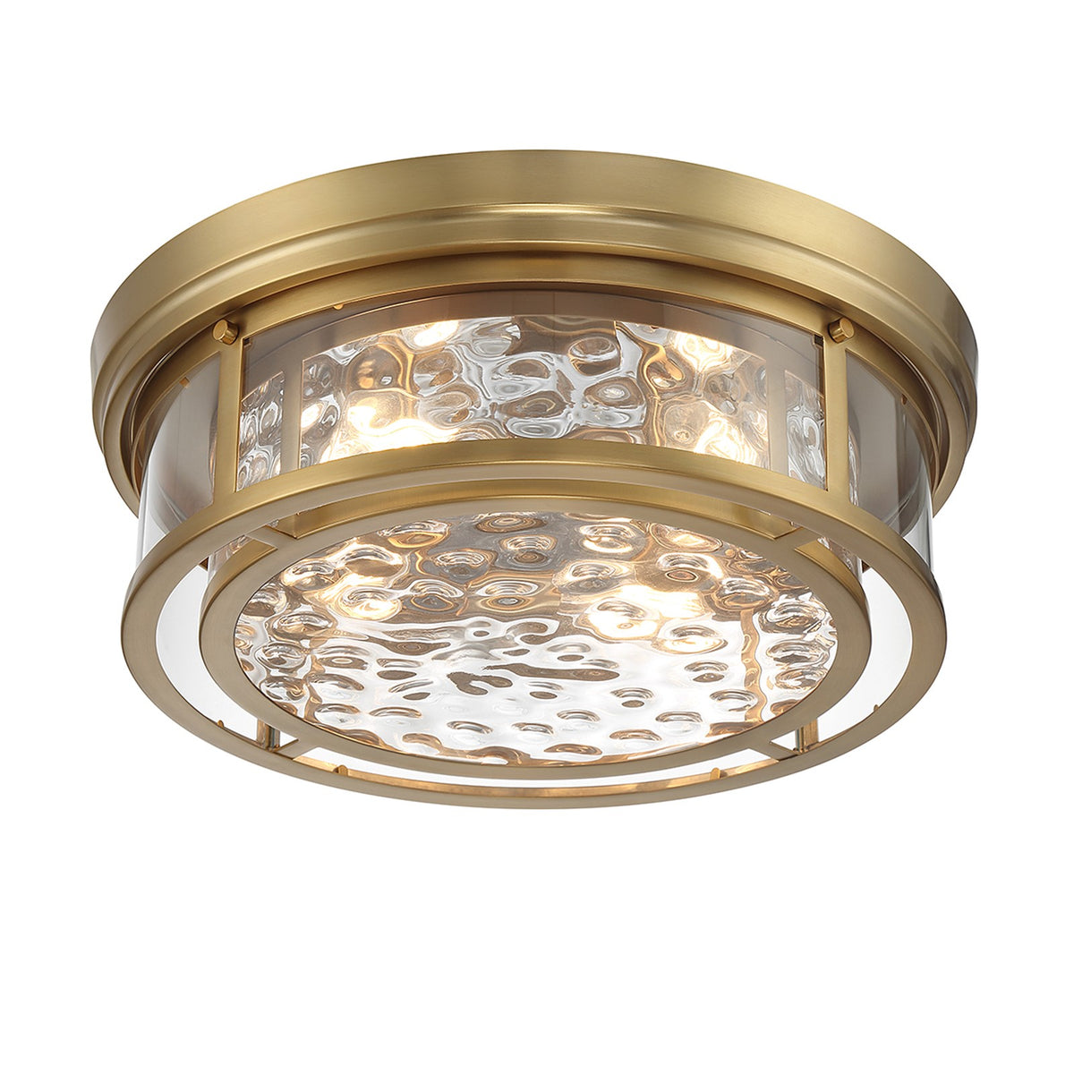 Savoy House Ashton 20in 4-Light Flush Mount | Vintage Warm Brass and Clear Hammered Glass | Bedroom & Hallway | 20 x 20 x 7 in | Model L6-4906-4-322