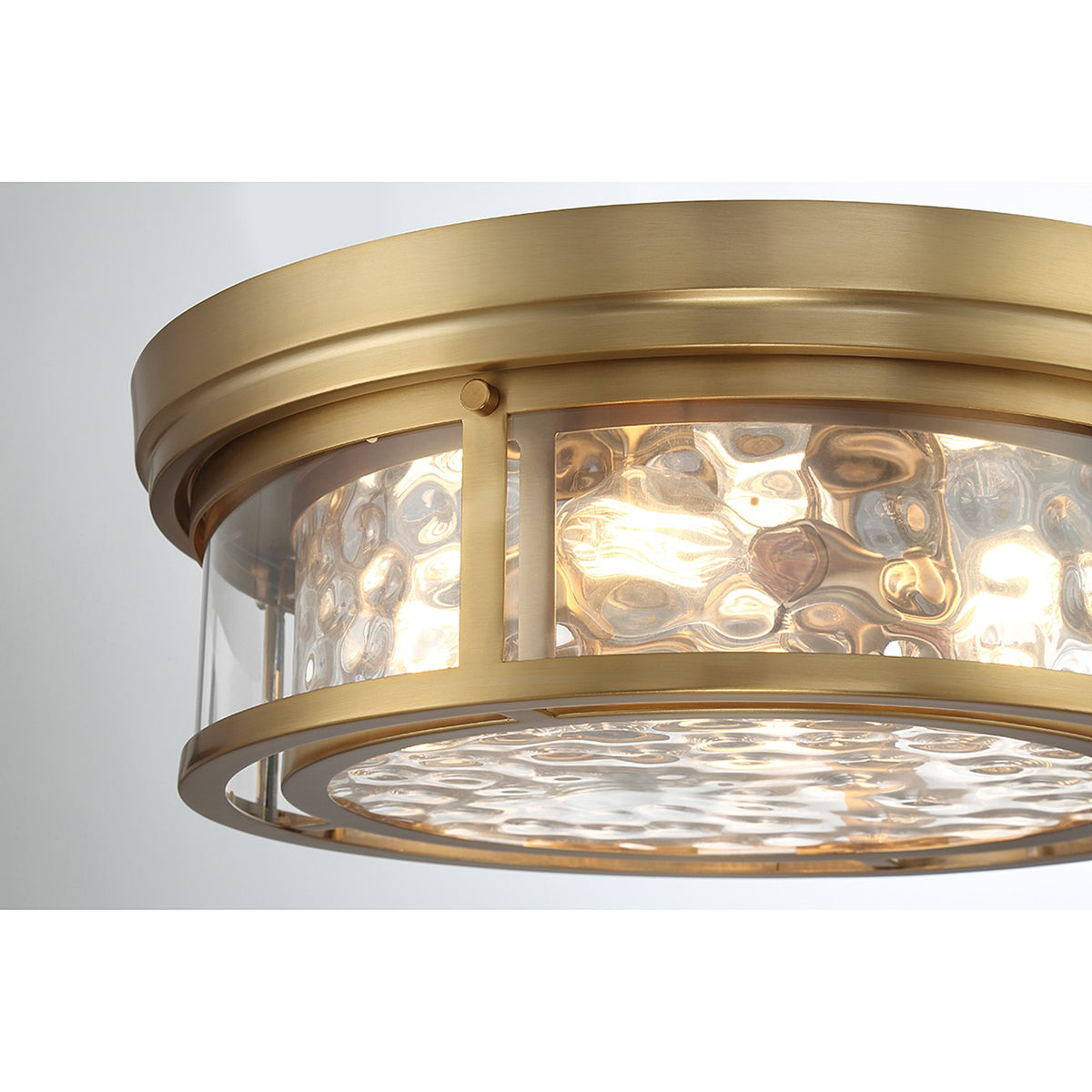 Savoy House Ashton 20in 4-Light Flush Mount | Vintage Warm Brass and Clear Hammered Glass | Bedroom & Hallway | 20 x 20 x 7 in | Model L6-4906-4-322