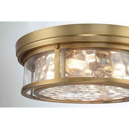 Savoy House Ashton 20in 4-Light Flush Mount | Vintage Warm Brass and Clear Hammered Glass | Bedroom & Hallway | 20 x 20 x 7 in | Model L6-4906-4-322