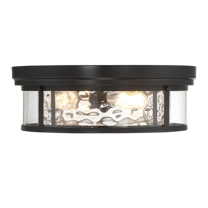 Savoy House Ashton 20in 4-Light Flush Mount | Vintage Matte Black and Clear Hammered Glass | Bedroom & Hallway | 20 x 20 x 7 in | Model L6-4906-4-89