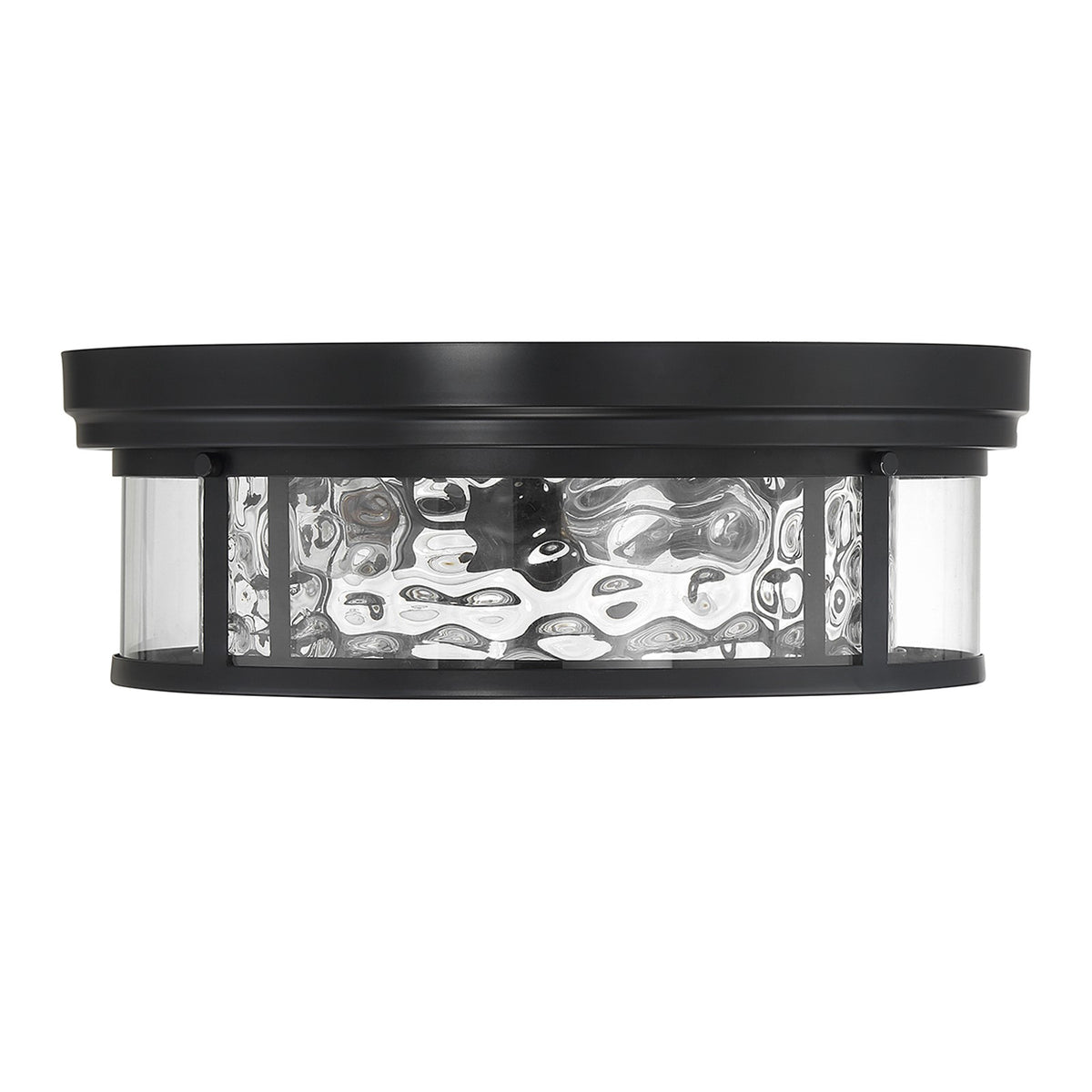 Savoy House Ashton 20in 4-Light Flush Mount | Vintage Matte Black and Clear Hammered Glass | Bedroom & Hallway | 20 x 20 x 7 in | Model L6-4906-4-89