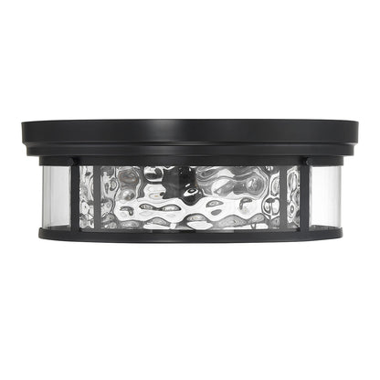 Savoy House Ashton 20in 4-Light Flush Mount | Vintage Matte Black and Clear Hammered Glass | Bedroom & Hallway | 20 x 20 x 7 in | Model L6-4906-4-89