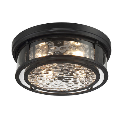 Savoy House Ashton 20in 4-Light Flush Mount | Vintage Matte Black and Clear Hammered Glass | Bedroom & Hallway | 20 x 20 x 7 in | Model L6-4906-4-89