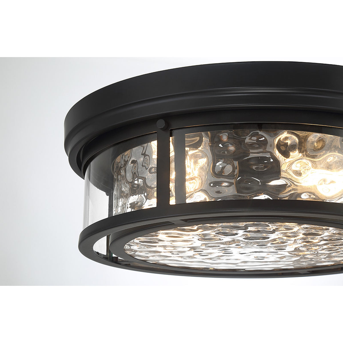 Savoy House Ashton 20in 4-Light Flush Mount | Vintage Matte Black and Clear Hammered Glass | Bedroom & Hallway | 20 x 20 x 7 in | Model L6-4906-4-89