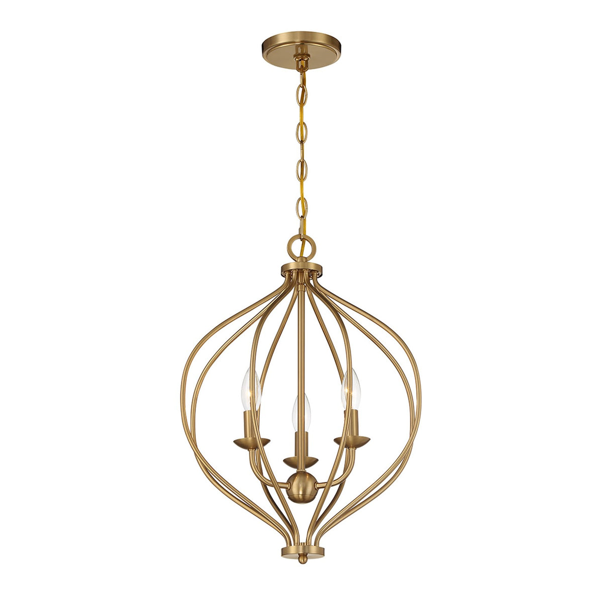 Savoy House Orchid 16in 3-Light Pendant | Modern Warm Brass Metal | Kitchen Island & Dining Room | 16 x 16 x 20.75 in | Model L7-1297-3-322