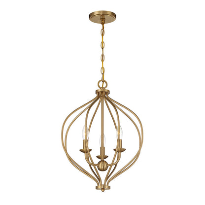 Savoy House Orchid 16in 3-Light Pendant | Modern Warm Brass Metal | Kitchen Island & Dining Room | 16 x 16 x 20.75 in | Model L7-1297-3-322