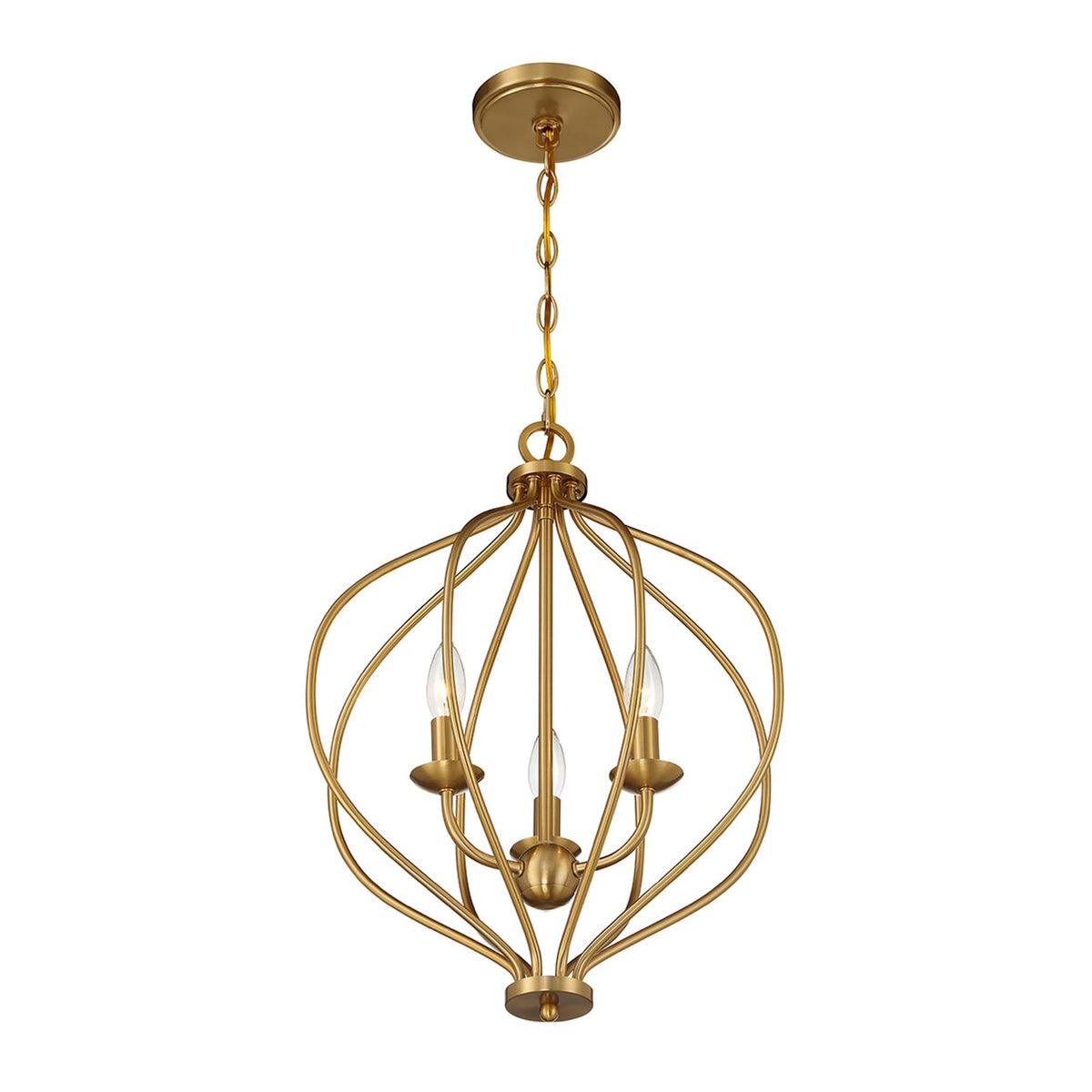 Savoy House Orchid 16in 3-Light Pendant | Modern Warm Brass Metal | Kitchen Island & Dining Room | 16 x 16 x 20.75 in | Model L7-1297-3-322