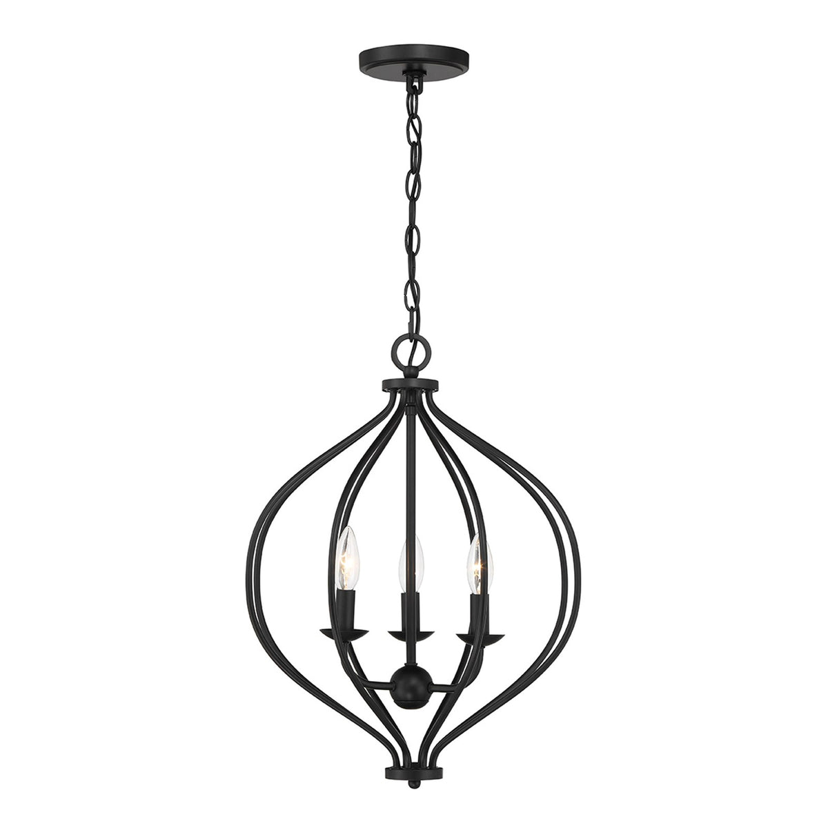 Savoy House Orchid 16in 3-Light Pendant | Modern Matte Black Metal | Kitchen Island & Dining Room | 16 x 16 x 20.75 in | Model L7-1297-3-89