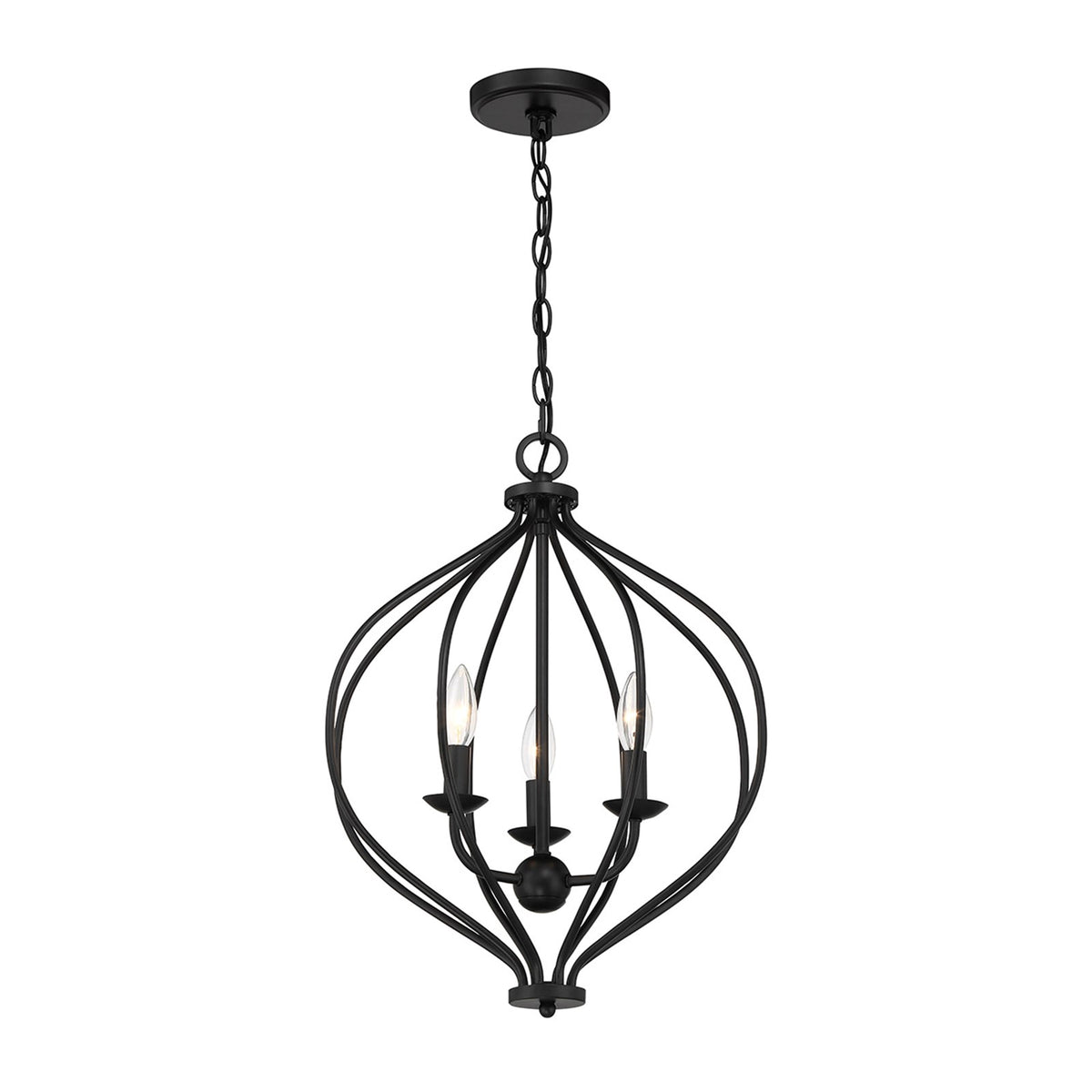 Savoy House Orchid 16in 3-Light Pendant | Modern Matte Black Metal | Kitchen Island & Dining Room | 16 x 16 x 20.75 in | Model L7-1297-3-89