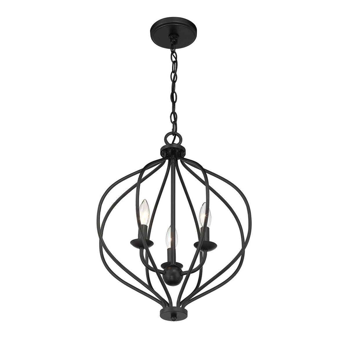 Savoy House Orchid 16in 3-Light Pendant | Modern Matte Black Metal | Kitchen Island & Dining Room | 16 x 16 x 20.75 in | Model L7-1297-3-89