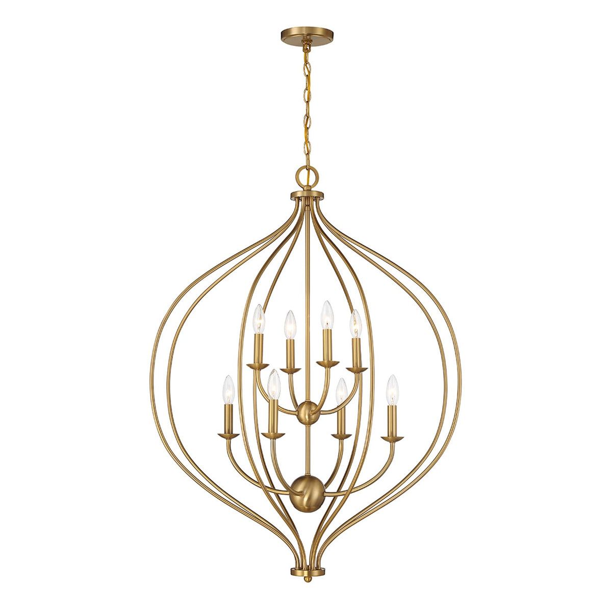 Savoy House Orchid 32in 8-Light Pendant | Modern Warm Brass Metal | Kitchen Island & Dining Room | 32 x 32 x 42 in | Model L7-1299-8-322