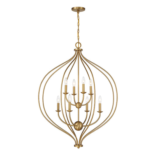 Savoy House Orchid 32in 8-Light Pendant | Modern Warm Brass Metal | Kitchen Island & Dining Room | 32 x 32 x 42 in | Model L7-1299-8-322