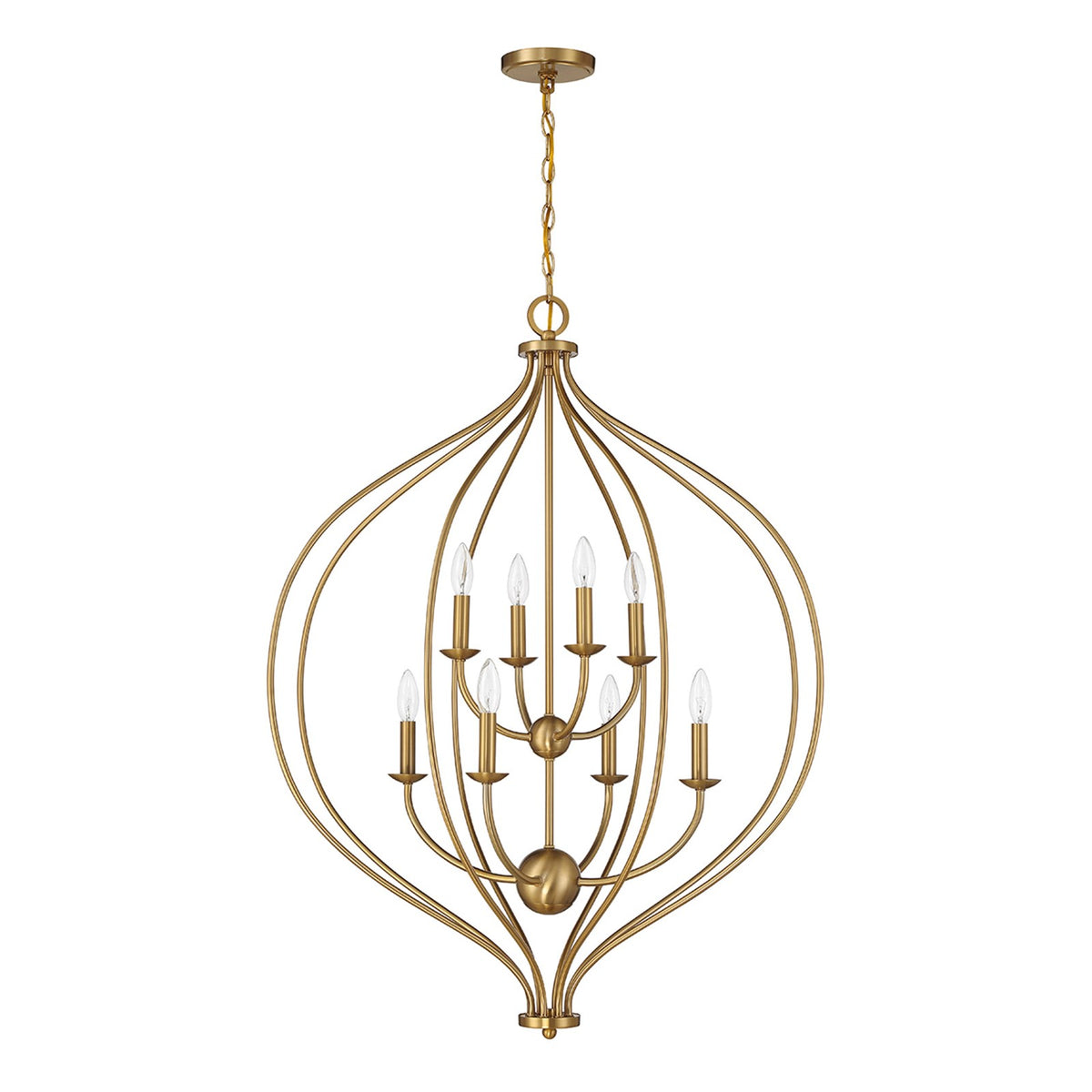 Savoy House Orchid 32in 8-Light Pendant | Modern Warm Brass Metal | Kitchen Island & Dining Room | 32 x 32 x 42 in | Model L7-1299-8-322